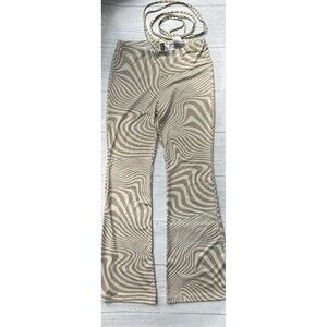 Divided Cream Tan Wide Leg Boot Cut Waist Tie Trippy Leggings Pants Medium